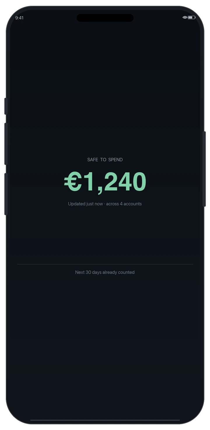 Headroom safe-to-spend number on iPhone