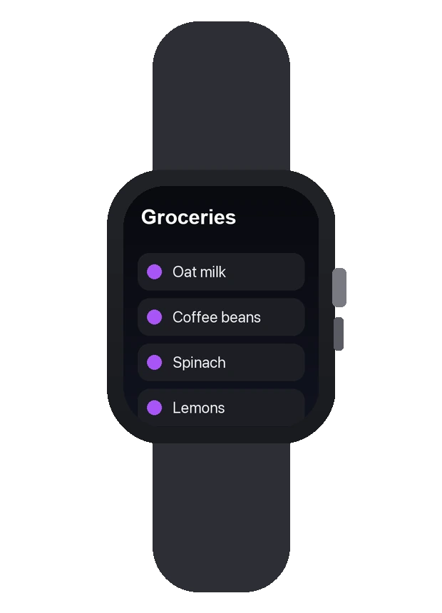 Place checklist on Apple Watch